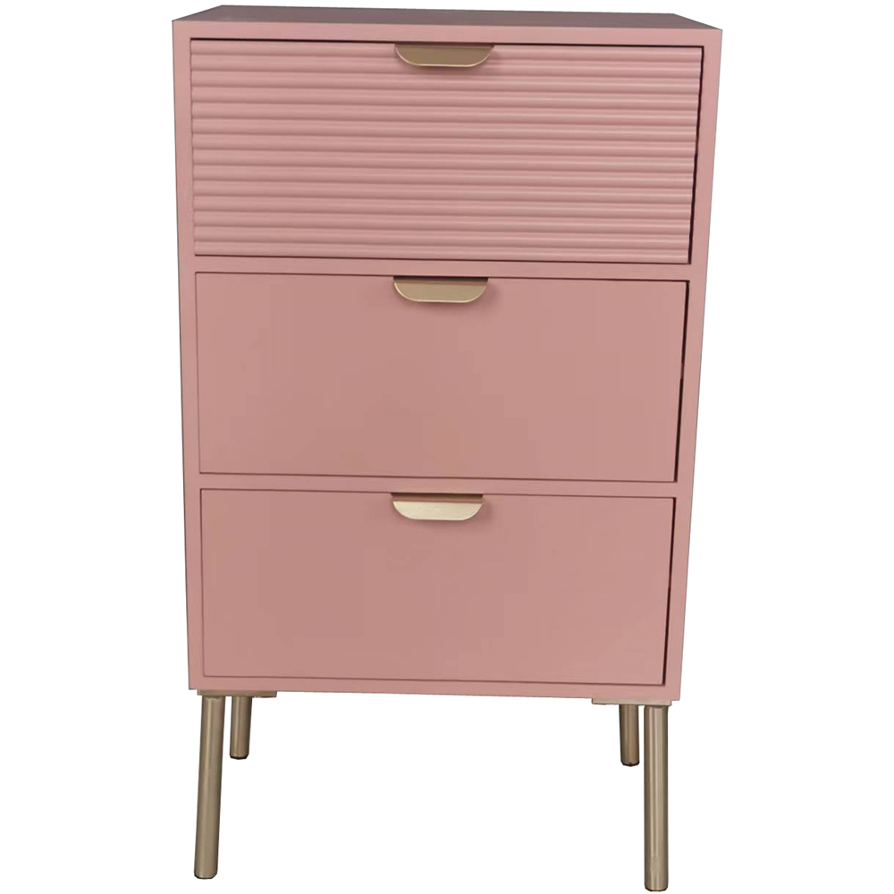 Acacia Home 3 Drawer Pink Wooden Chest of Drawers Image 2