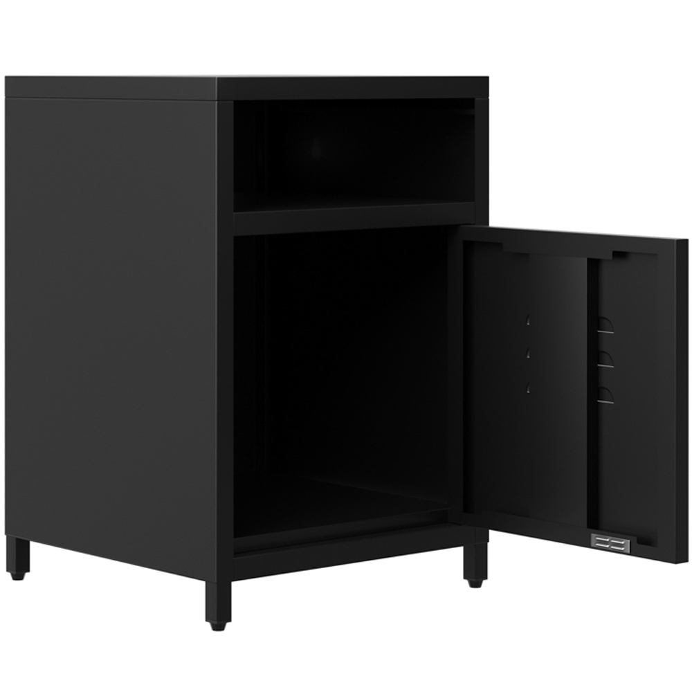 LPD Home Dillon Single Door Single Shelf Black Bedside Cabinet Image 4