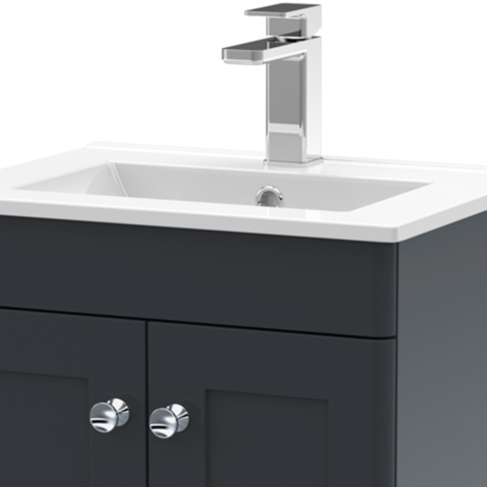 nuie Classique 2 Door Soft Black Floor Standing Unit and Minimalist Ceramic Basin 500mm Image 2