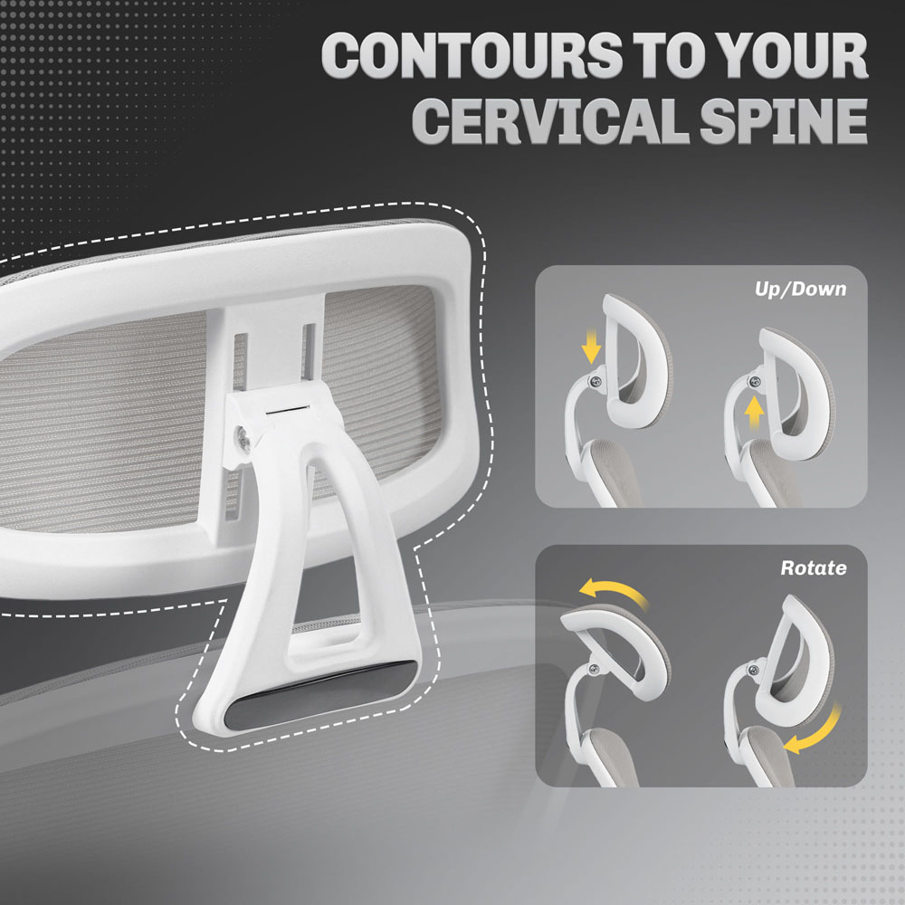 Portland Grey Mesh Ergonomic Office Chair with Headrest and Lumbar Support Image 8