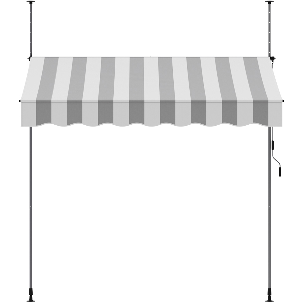 Living and Home Grey and White Retractable Height Adjustable Awning 2.5m Image 2
