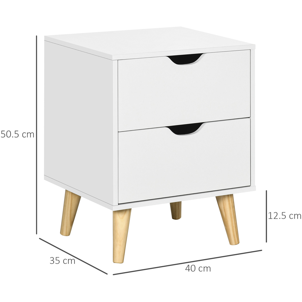 Portland 2 Drawer White Bedside Table Image 9