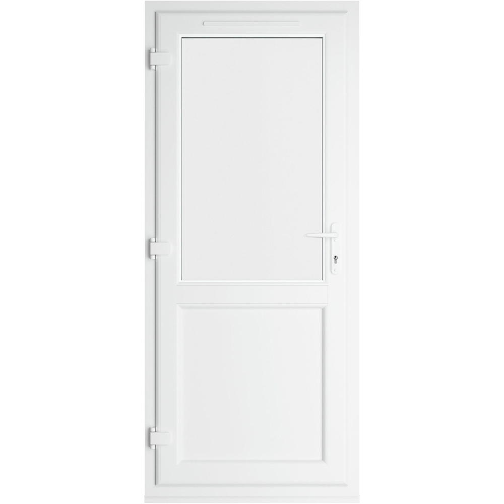 Crystal uPVC Triple Glazed Door Half Glass Half panel Right hand White Clear Glass 890x2090mm Image 2