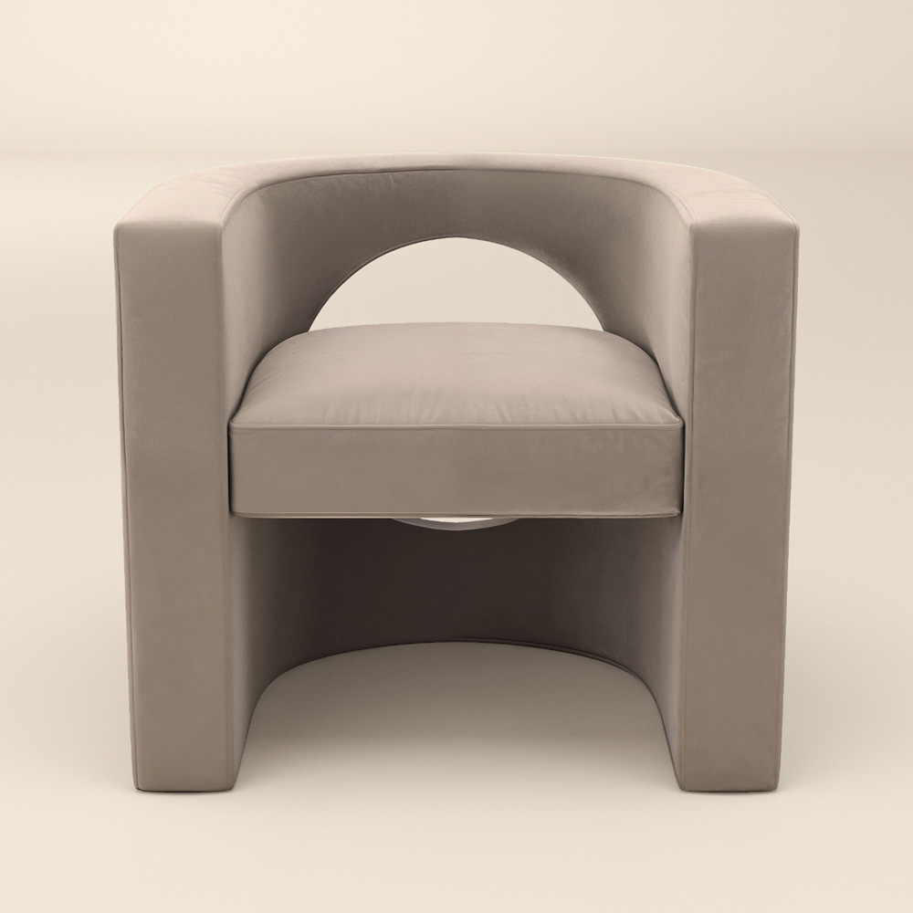 Solace+Co Leela Beige Velvet Armchair Image 3