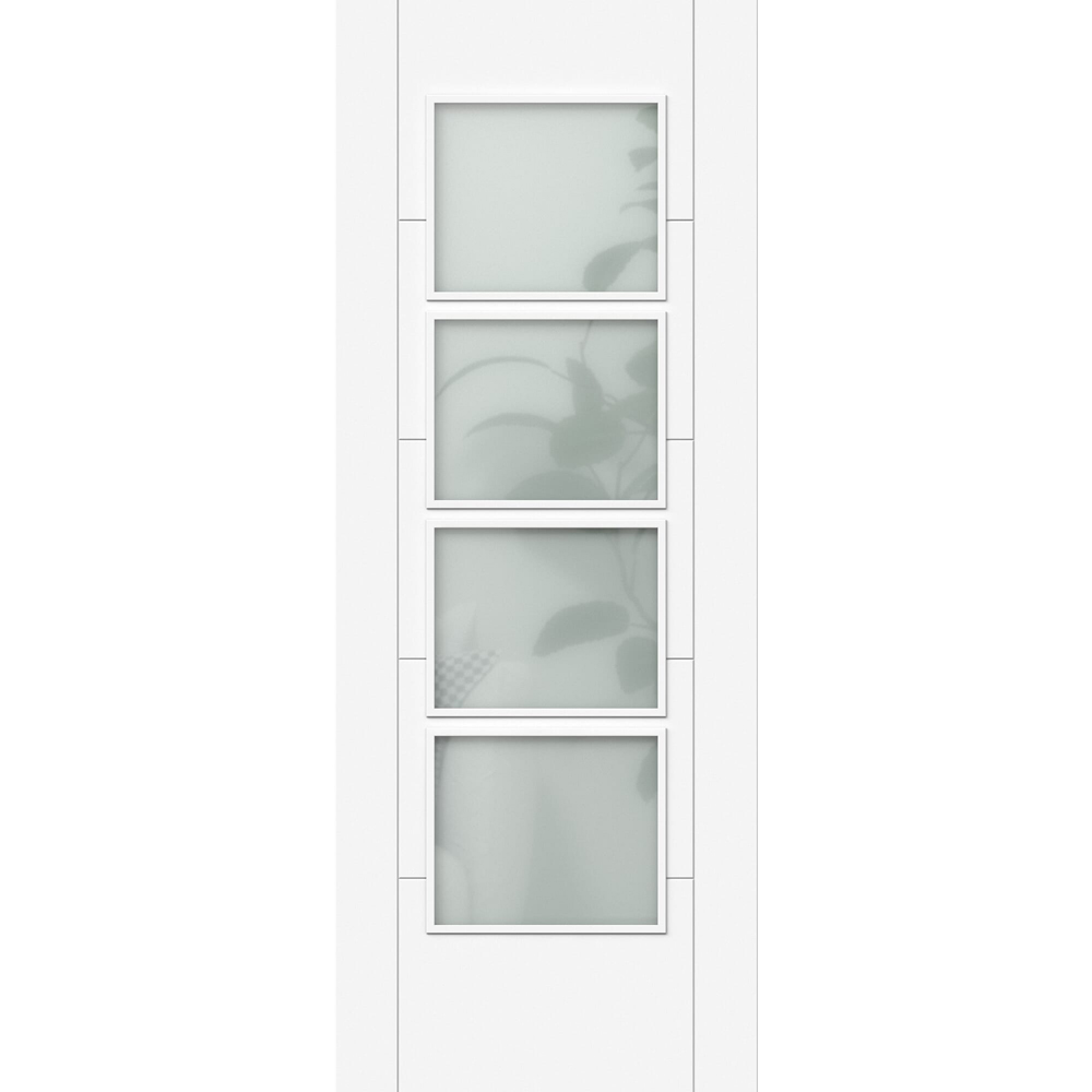 Green & Taylor White Primed Ladder 4 Lite Frosted Glazed Prefinished Internal Door 1981 x 711mm Image