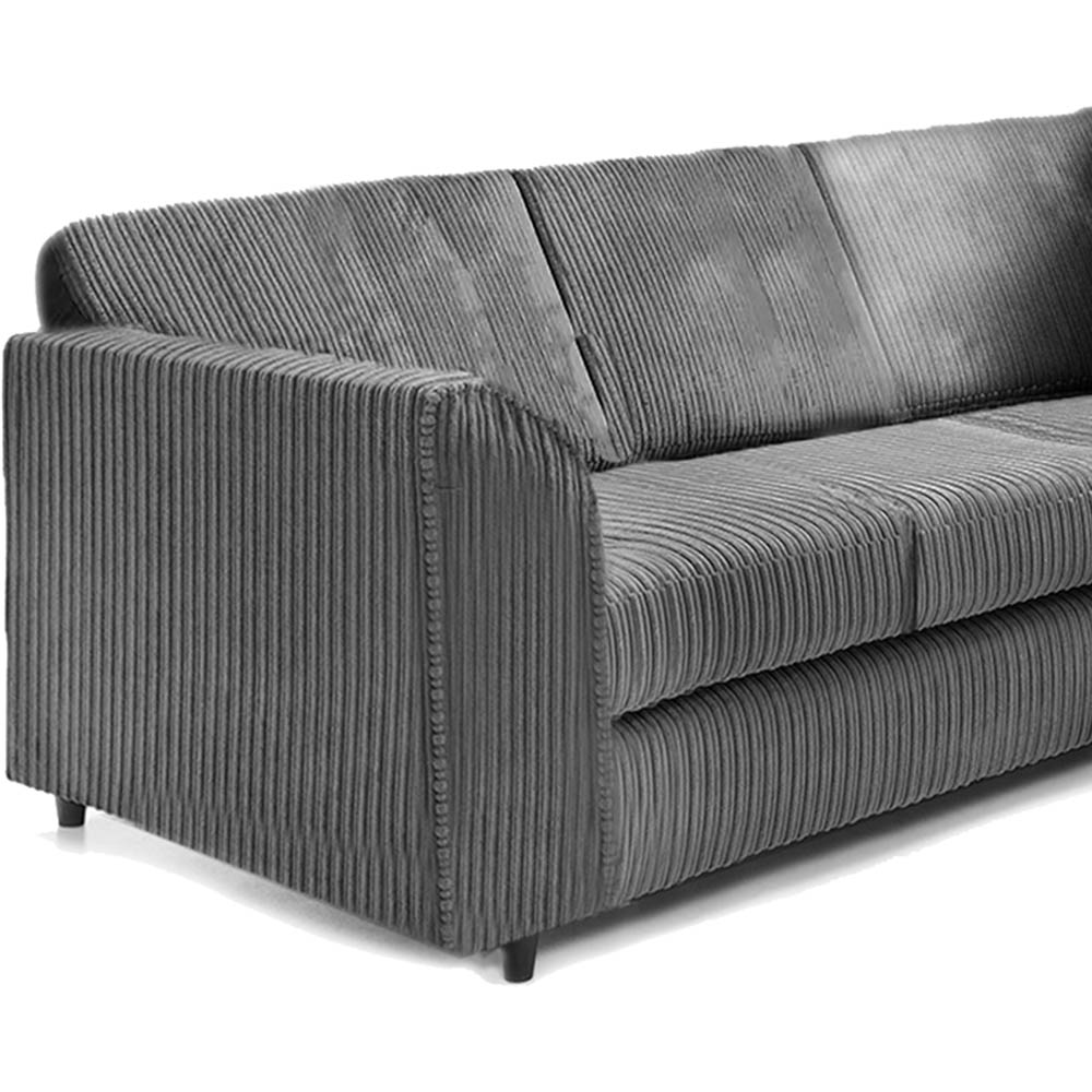 Luxor 5 Seater Grey Jumbo Cord Full Back L Shaped Corner Sofa Set Image 3