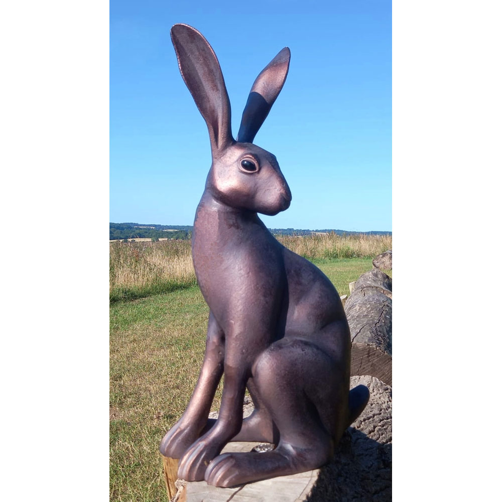 Inspirational Gifting Sitting Hare Cast Aluminium Garden Ornament Image 2