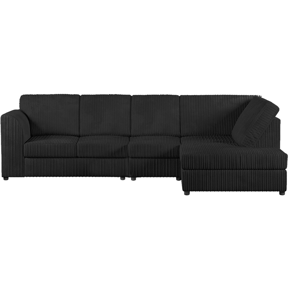 Luxor 5 Seater Black Jumbo Cord L-Shape Right Hand Corner Sofa Image 2