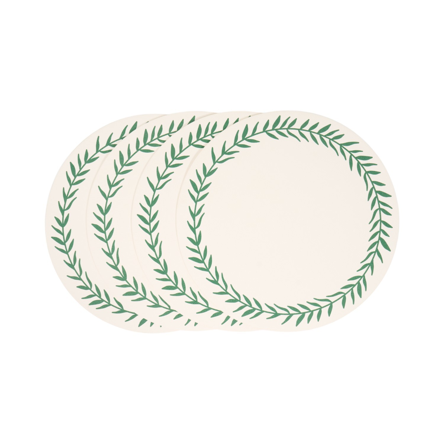 Pack of 4 Olive Leaf Placemats Neutral Image 2