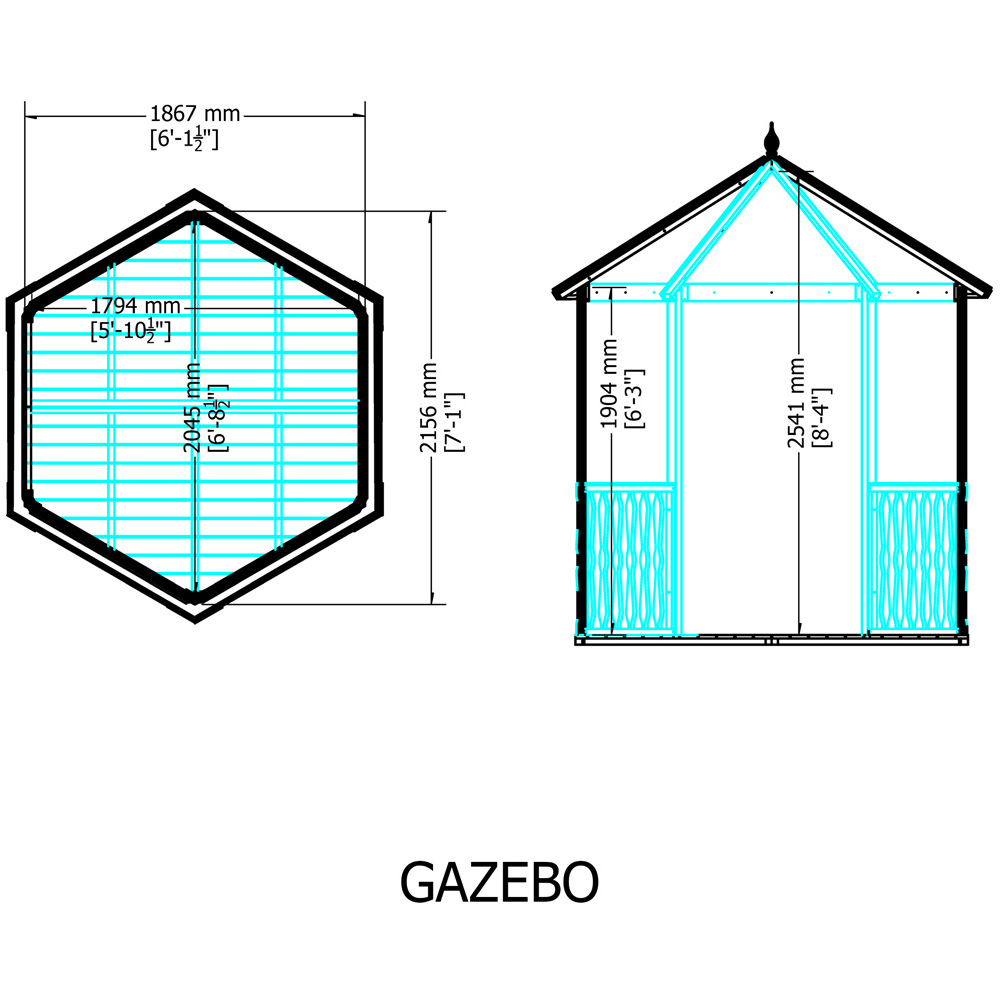 Shire 7 x 6ft Gazebo Pressure Treated Arbour Image 8
