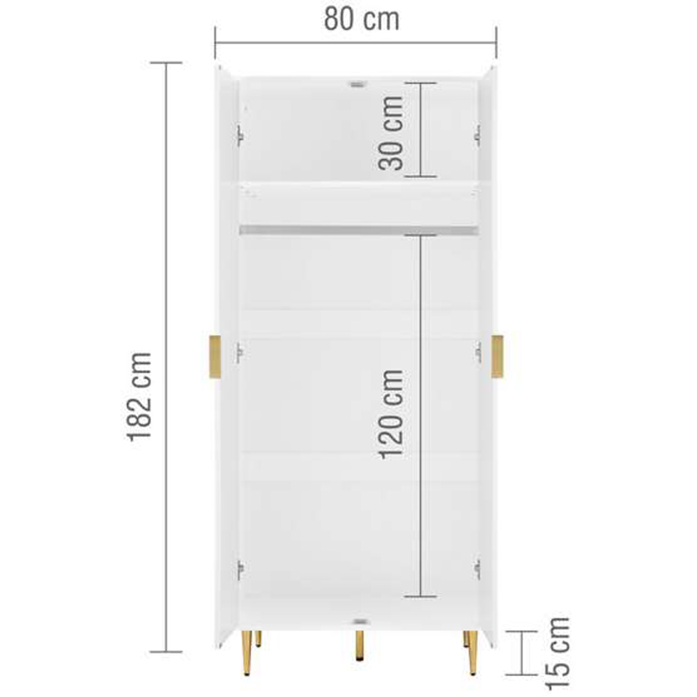 Birlea Zara 2 Door Fluted White Wardrobe Image 8