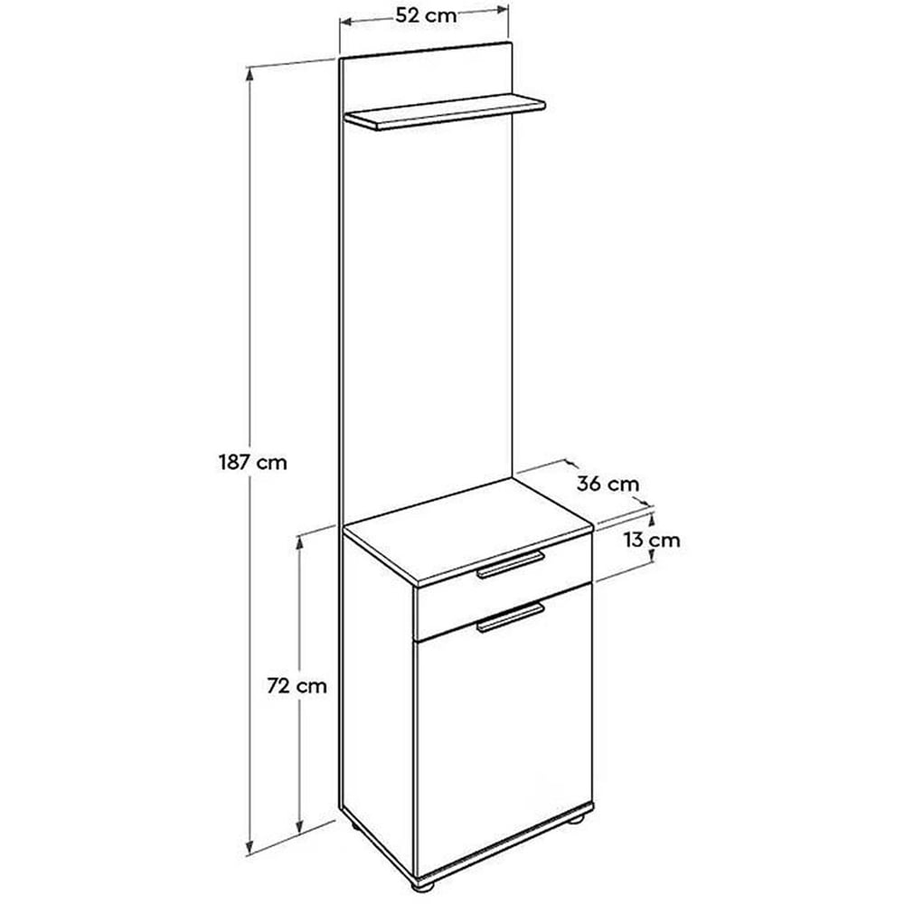 FWStyle Single Door Single Drawer White Coat Rack Image 6