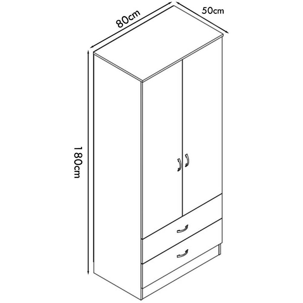 FWStyle Chilton 2 Door 2 Drawer White Gloss Wardrobe Image 7