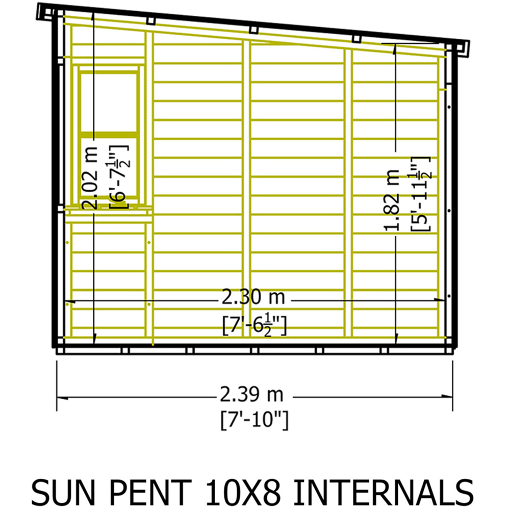 Shire 10 x 8ft Shiplap Style B Sun Pent Shed Image 8