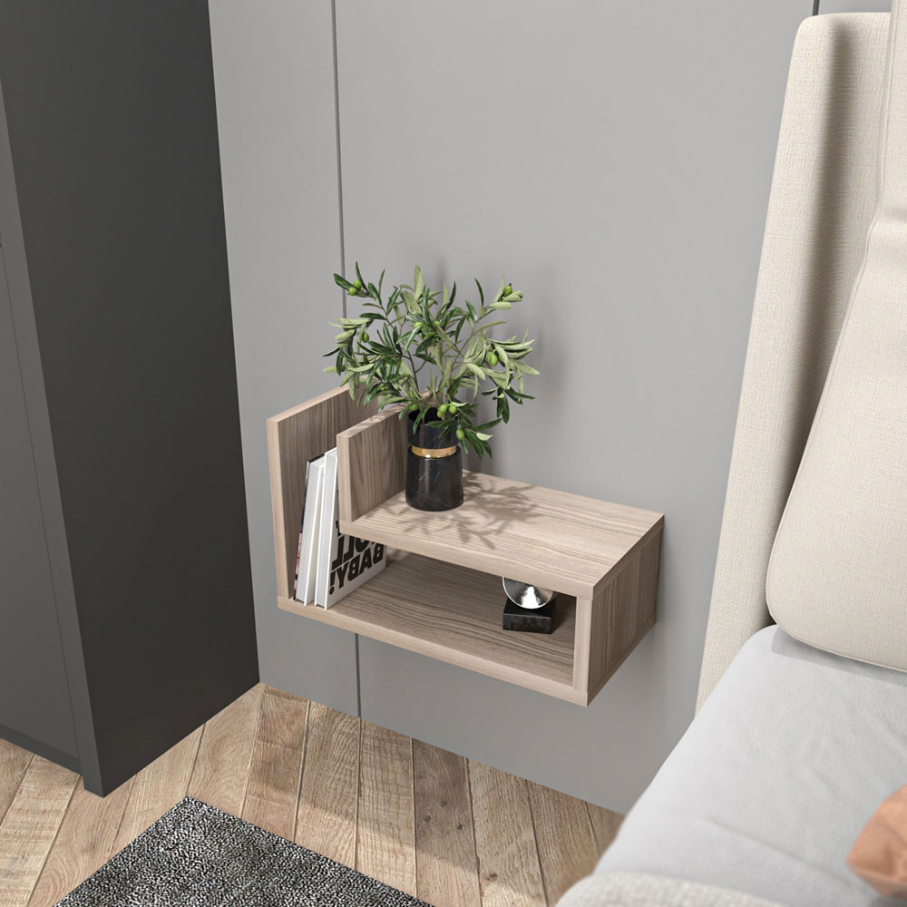 Decorotika Lara 2 Shelf Cordoba L Shaped Floating Bedside Table Image 3