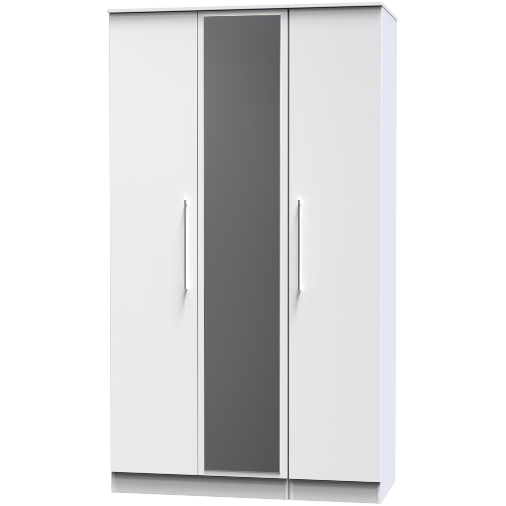 Crowndale Worcester 3 Door White Mirrored Wardrobe Ready Assembled Image 2