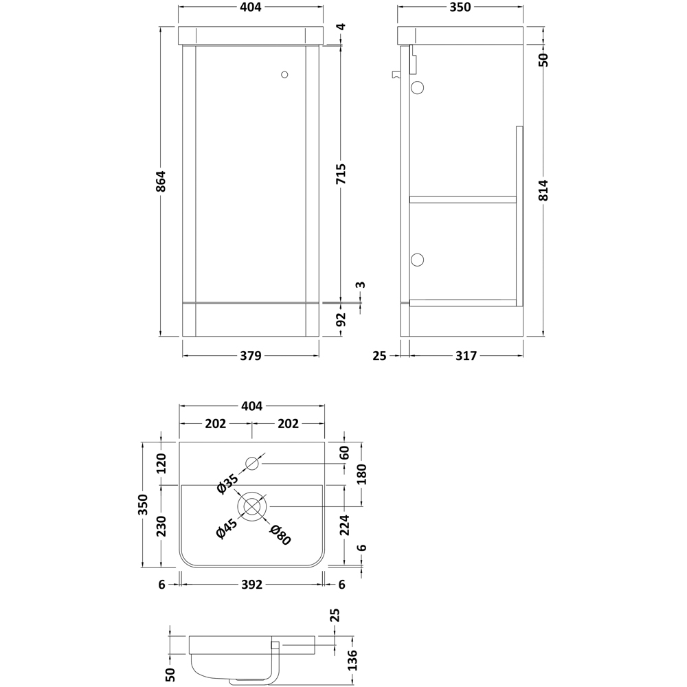 nuie Core 400mm Satin Green Floor Standing Unit with Tap and WC Image 2