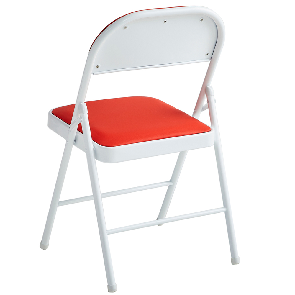 Red Padded Folding Metal Dining Chairs Image 3