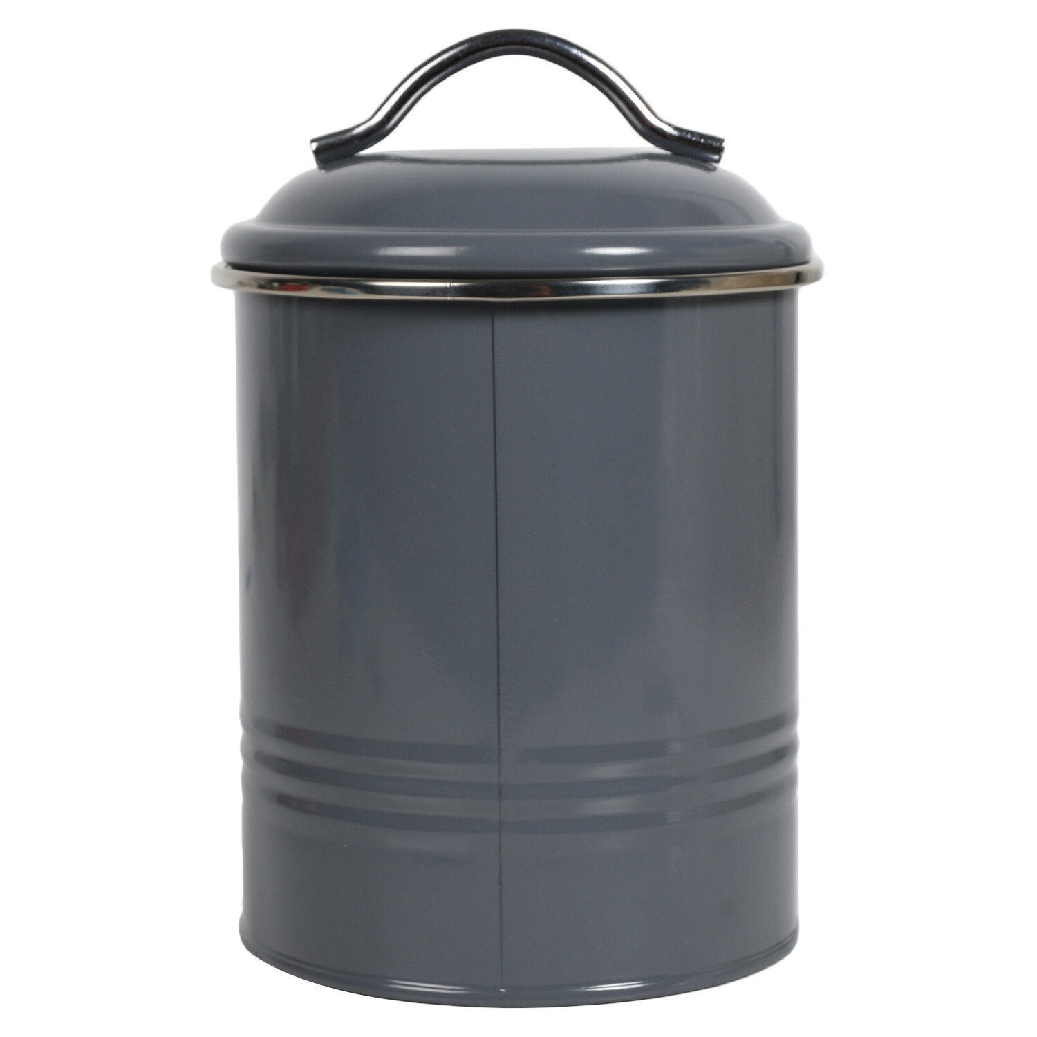 Round Ribbed Canister - Grey Image 4