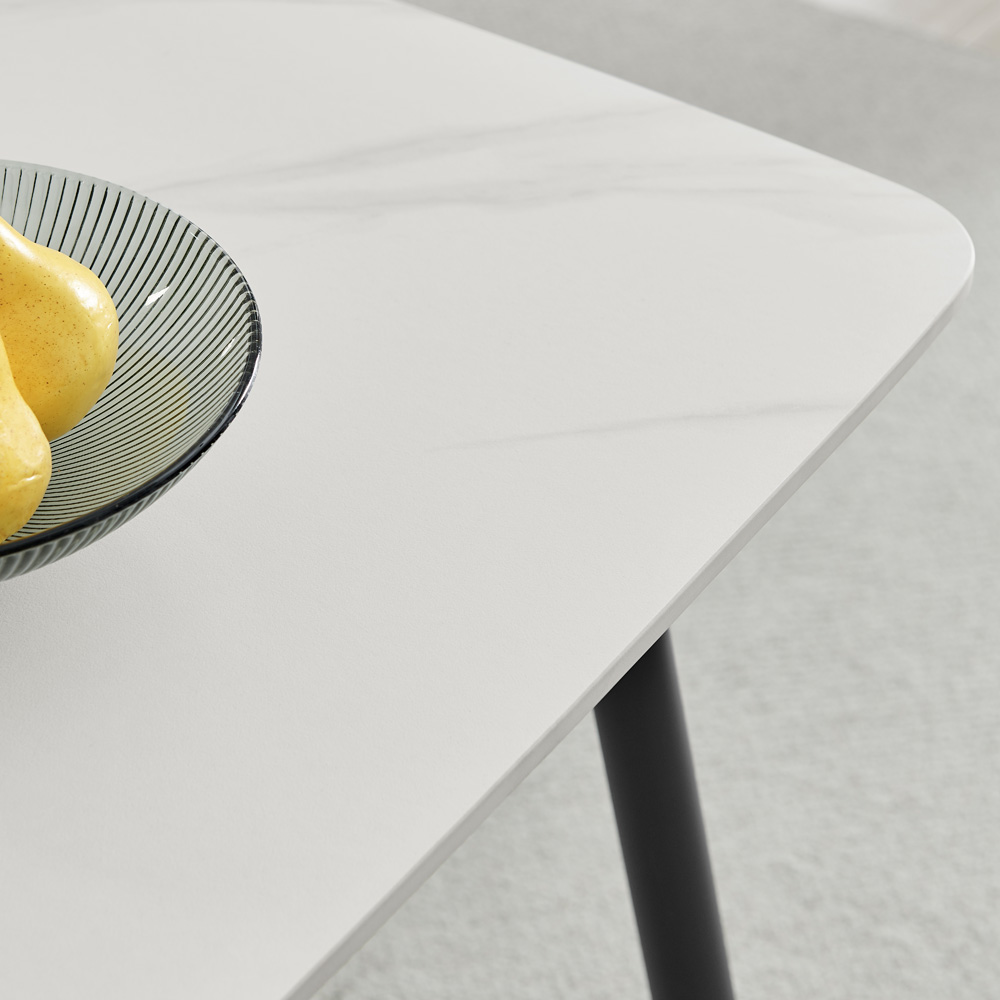 Furniturebox Sienna 4 Seater Marble Effect Ceramic Dining Table White Image 2