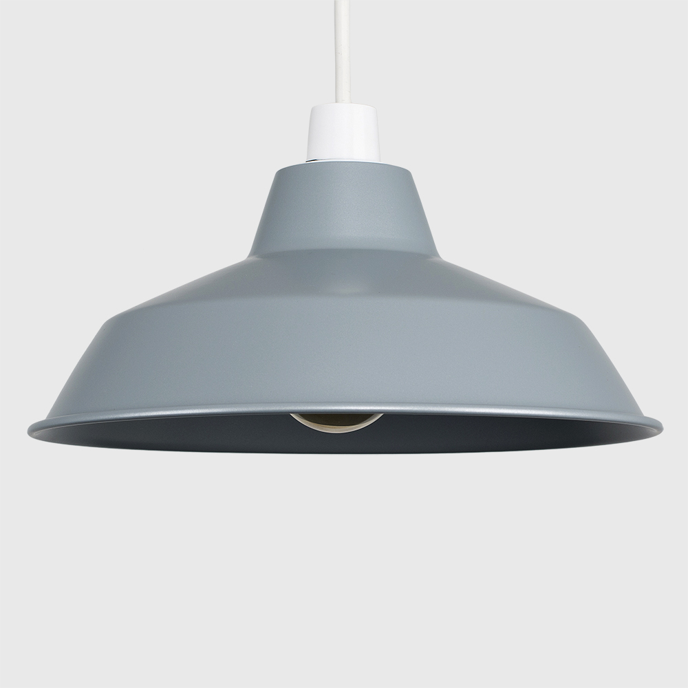 ValueLights Colby Grey Retro Ceiling Pendant Light Shade Image 3