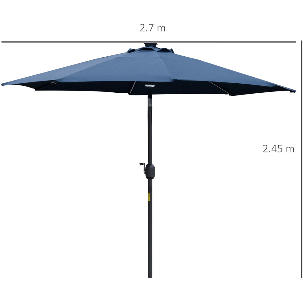 Outsunny Blue Solar LED Crank and Tilt Parasol 2.7m Image 7