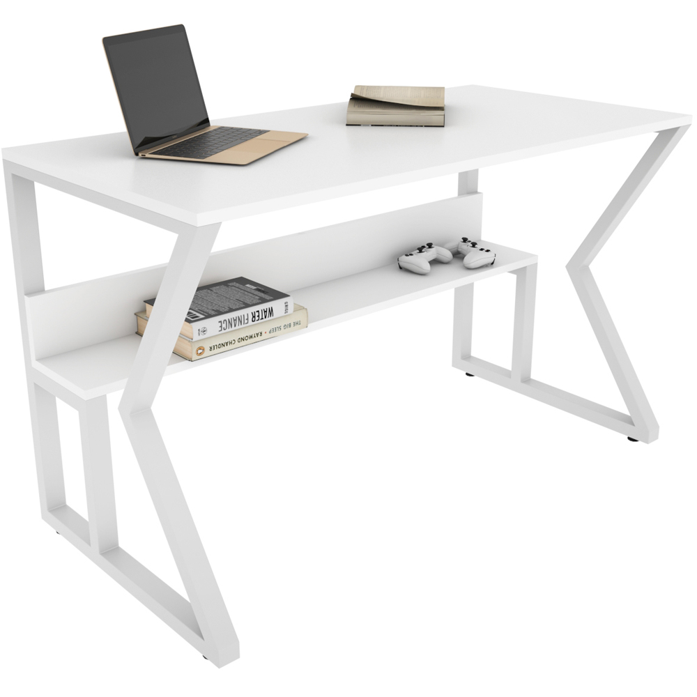 Decorotika Wake Single Shelf Computer Desk White Image 3