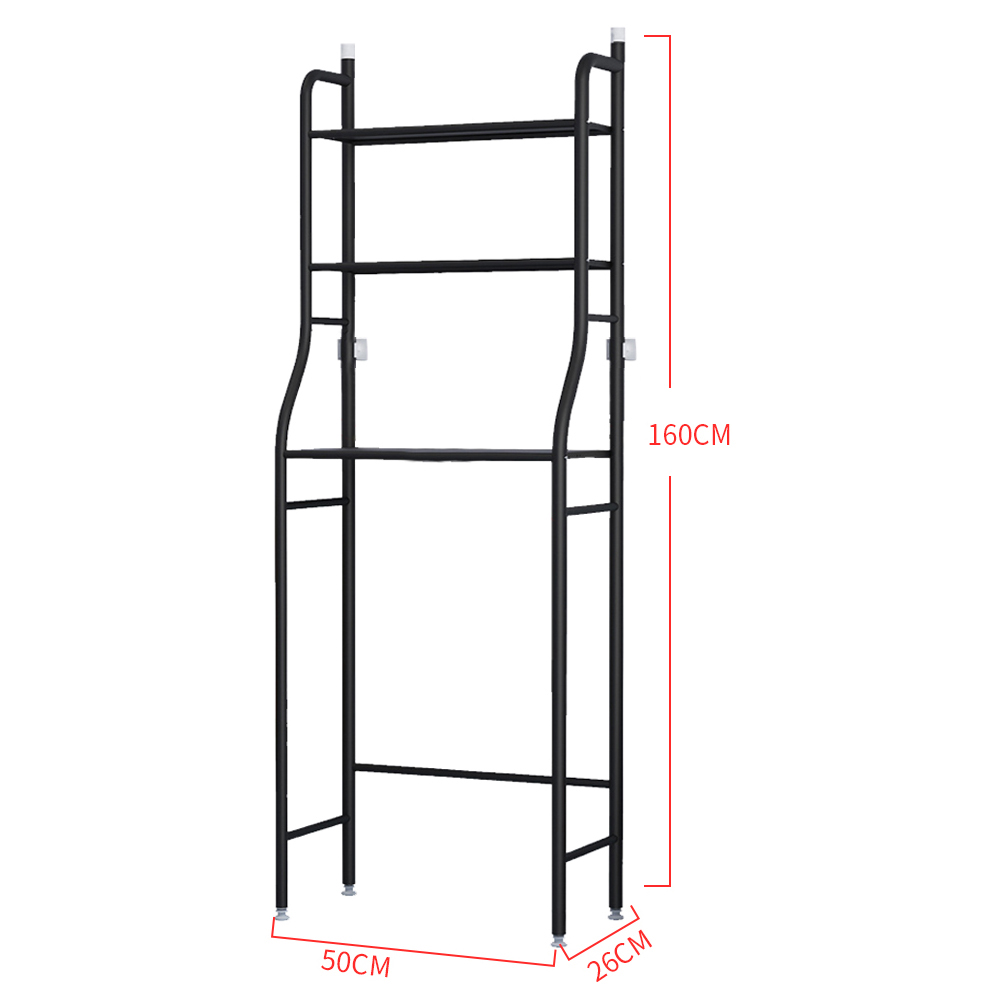 Living and Home 3-Tier Black Metal Over Toilet Bathroom Storage Rack Image 9