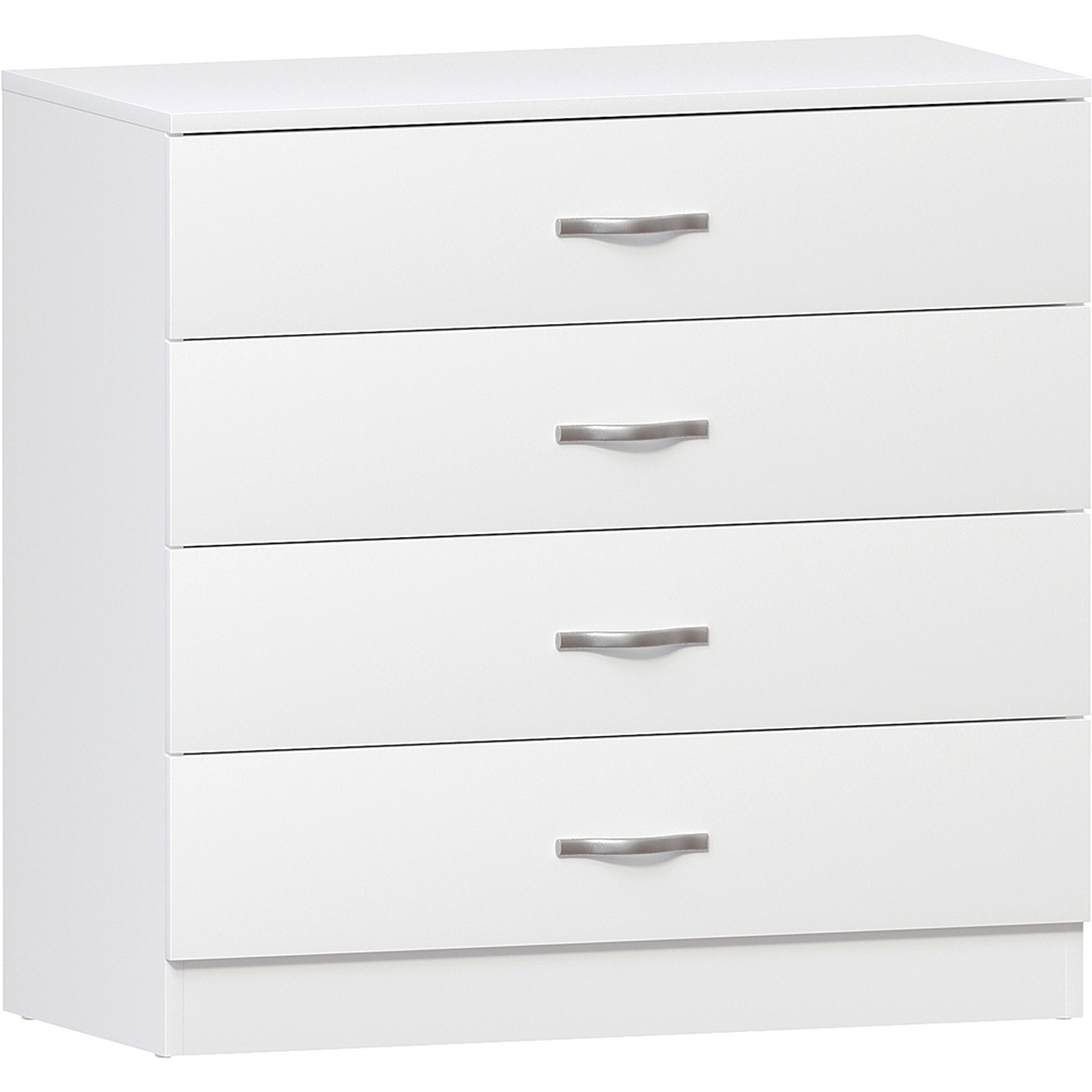 Vida Designs Riano 4 Drawer White Unique Anti Bowing Chest of Drawers with Metal Handles Image 2
