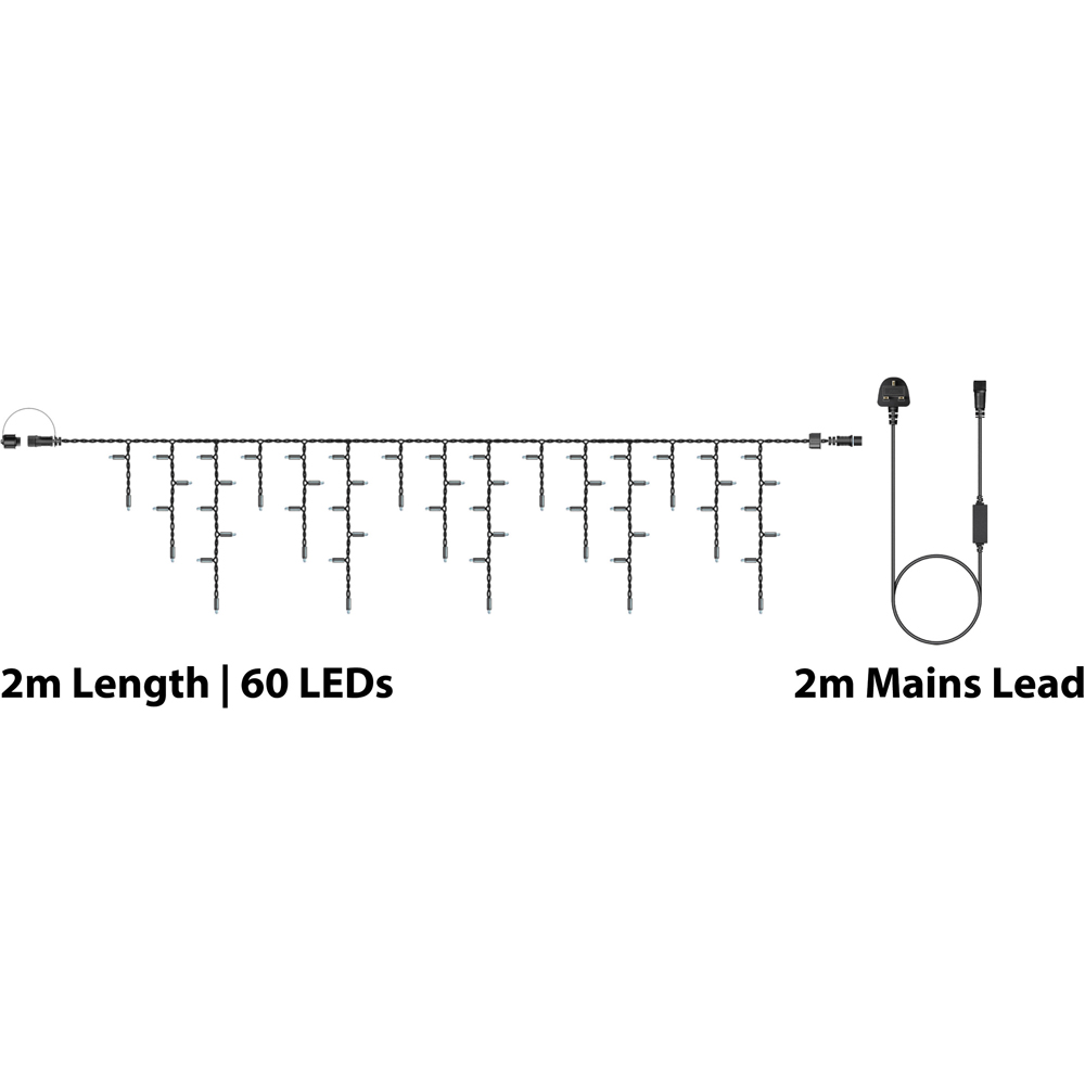 Eagle Connect 60 Cool White LED Black Icicle Light 2m Image 5