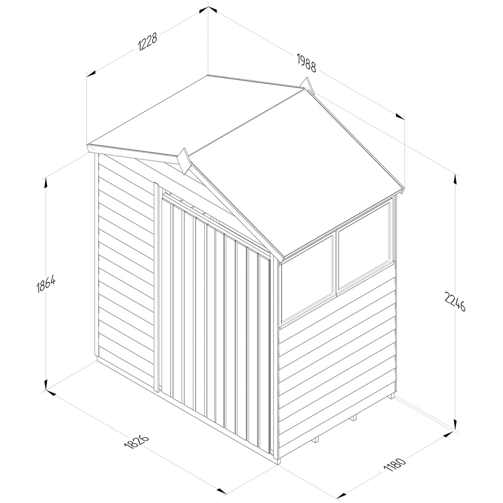 Forest Garden 4LIFE 6 x 4ft Double Door 2 Windows Apex Shed Image 9