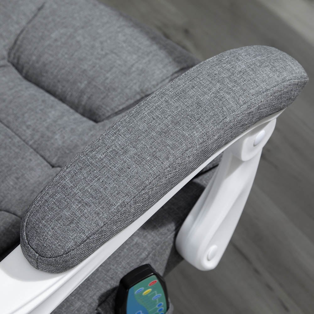 Portland Grey Linen Feel Fabric Swivel Vibration Massage Office Chair Image 3
