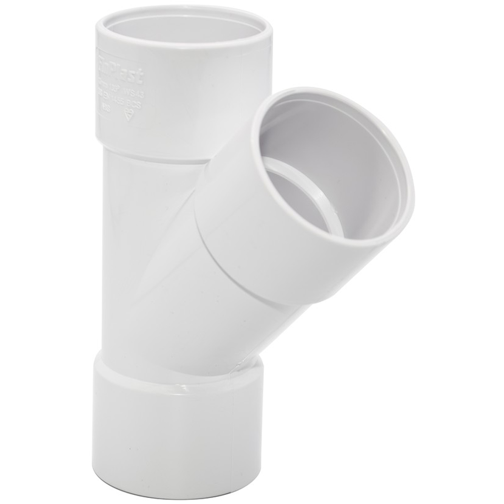 FloPlast Solvent Weld Waste 135 Degree Branch White 40mm Image 3