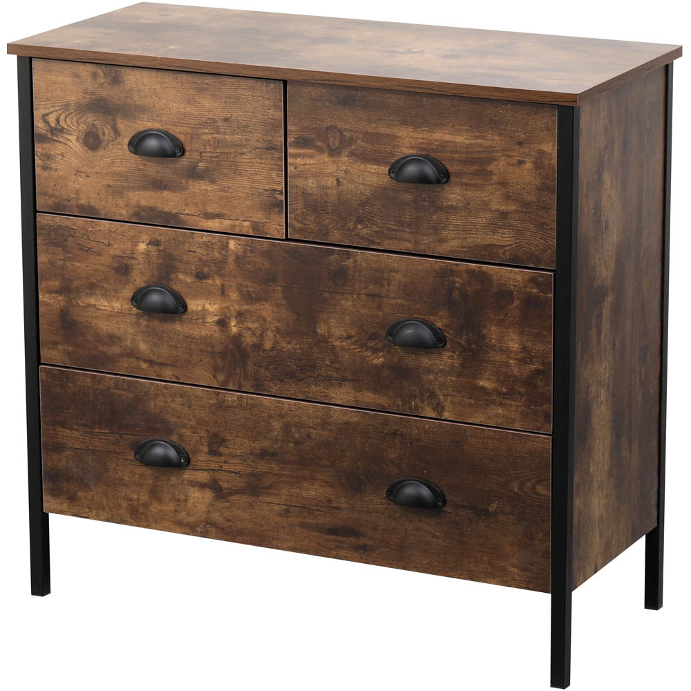 FurnitureHMD 4 Drawer Black and Brown Industrial Wooden Chest of Drawers Image 2