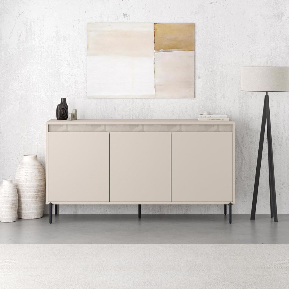 FWStyle Mott 3 Door Sandstone Large Sideboard Image 6