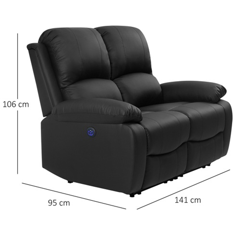 Comfy Living 5 Seater Black PU Leather Electric Recliner Sofa Set Image 8
