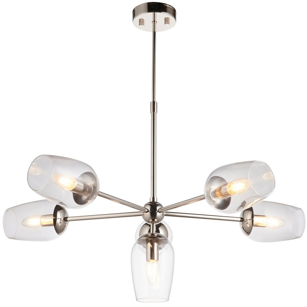 Merano Livorno Clear Glass Bright Nickel Plate Multi Arm Pendant Ceiling Light Image 3