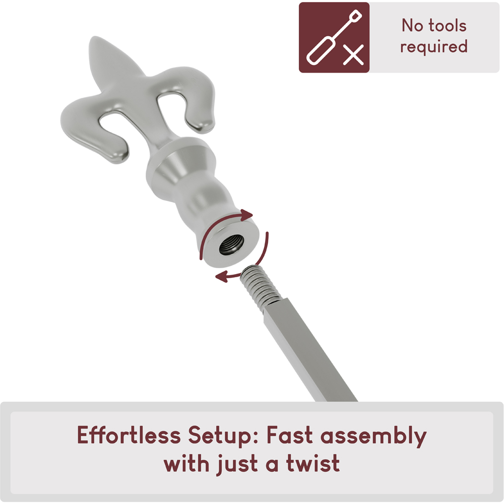 Fire Vida 5 Piece Fleur De Lys Pewter Fireside Companion Set Image 6