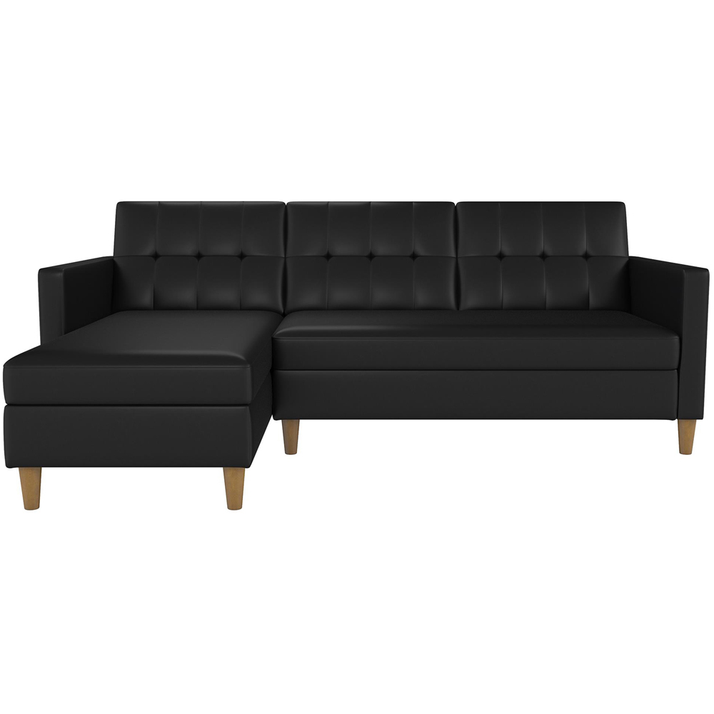 Dorel Hartford 3 Seater Black Faux Leather Storage Sectional Sofa Bed ...