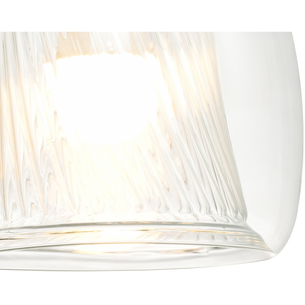 Happy Homewares Double Clear Glass Rounded Inner Ribbed Detail Pendant Shade Image 4