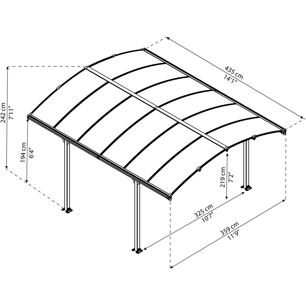Palram Canopia Tucson 2.42 x 4.35m Grey Garden Gazebo Image 5
