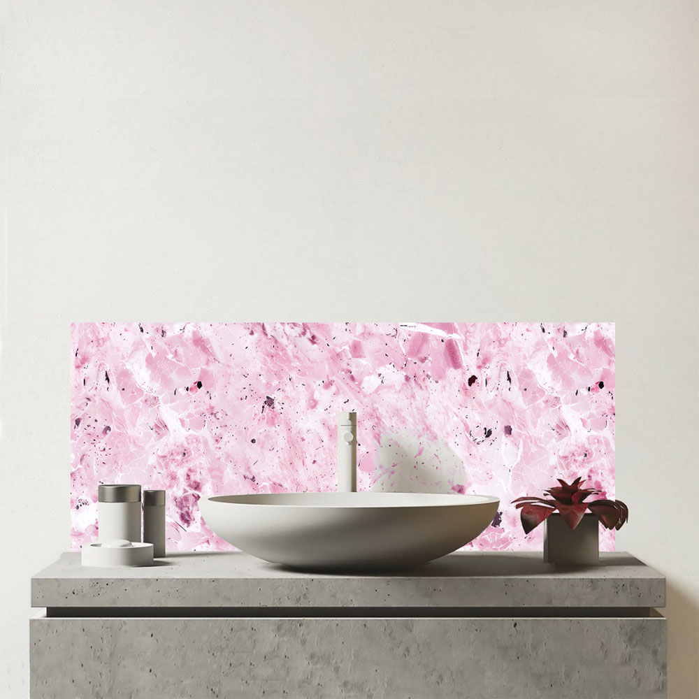 Warren Reed Designer Plush Pink Quartz Effect Bathroom Splashback 25 x 60cm Image 1