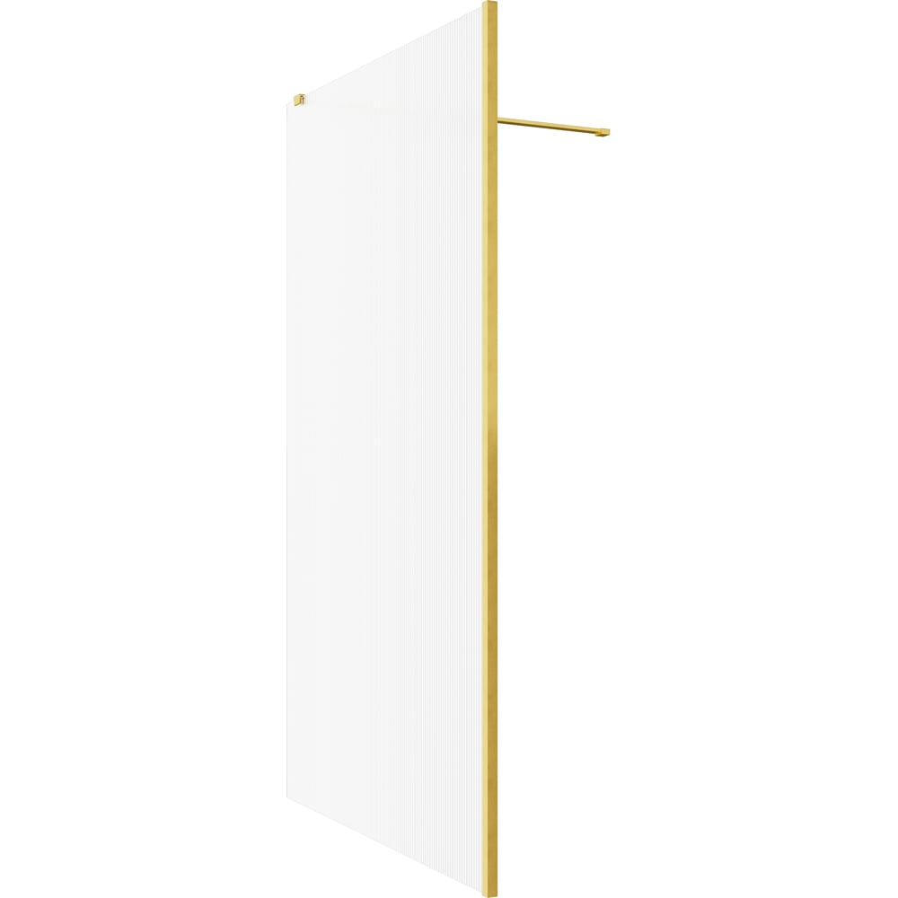 Bathstore Nero Fluted Glass Wetroom Shower Panel with Brushed Brass Profile and Front Arm 900mm Image 3