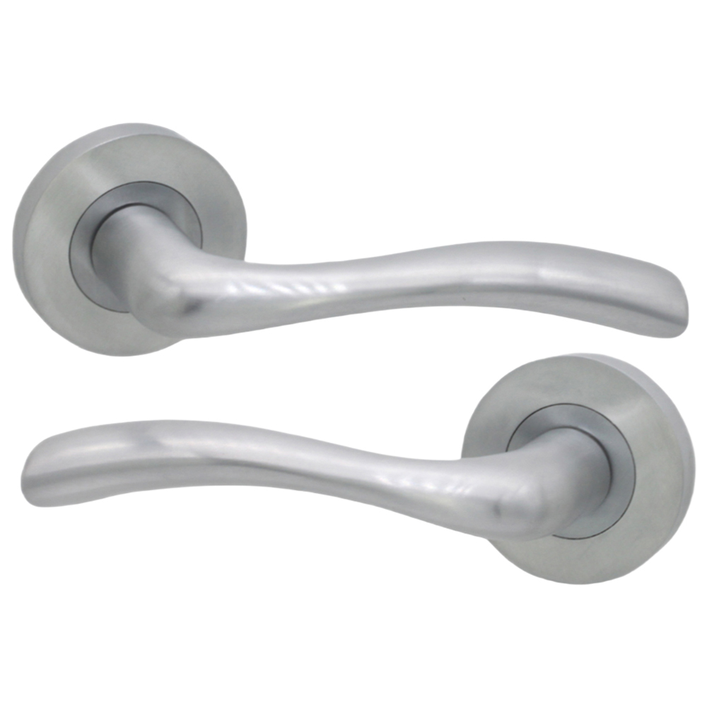Spira Brass Zofie Satin Chrome Lever Door Handle 2 Pack Image 1