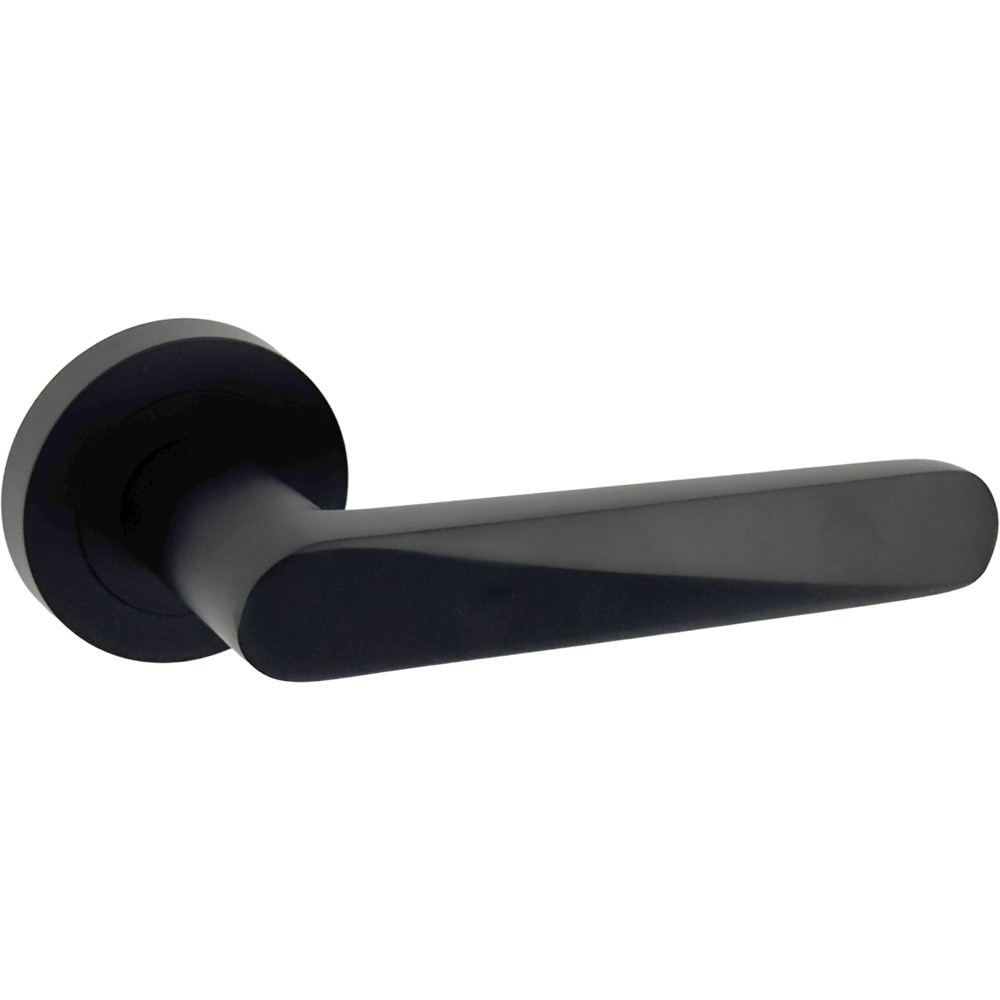 AXS Hardware Detroit Black Bathroom Door Handles on Rose 4 Pack Image 4