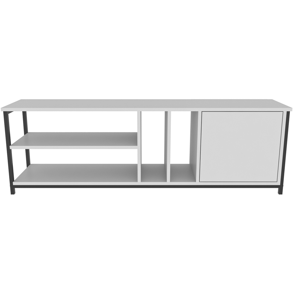 Decorotika Oneida Single Door 4 Shelf Black and White TV Unit Image 3