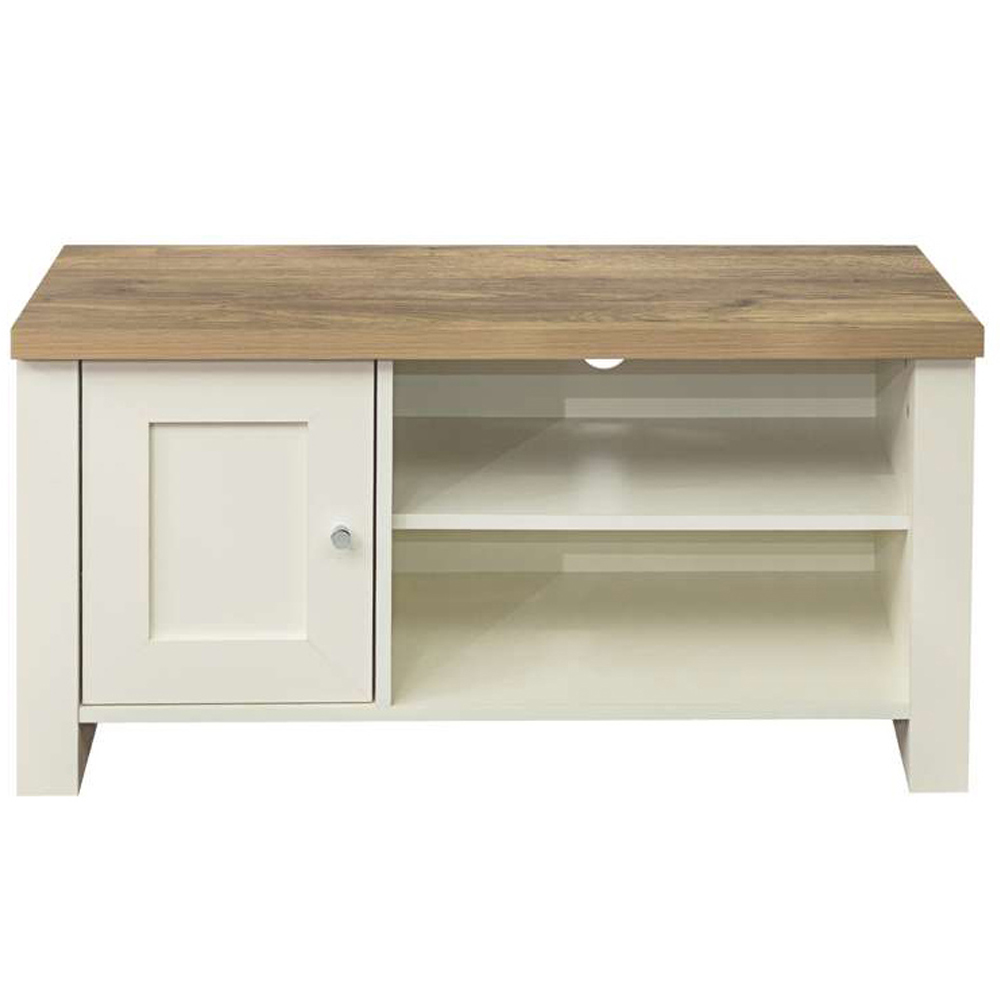 Highgate Single Door 2 Shelf Cream Oak Small TV Unit Image 3