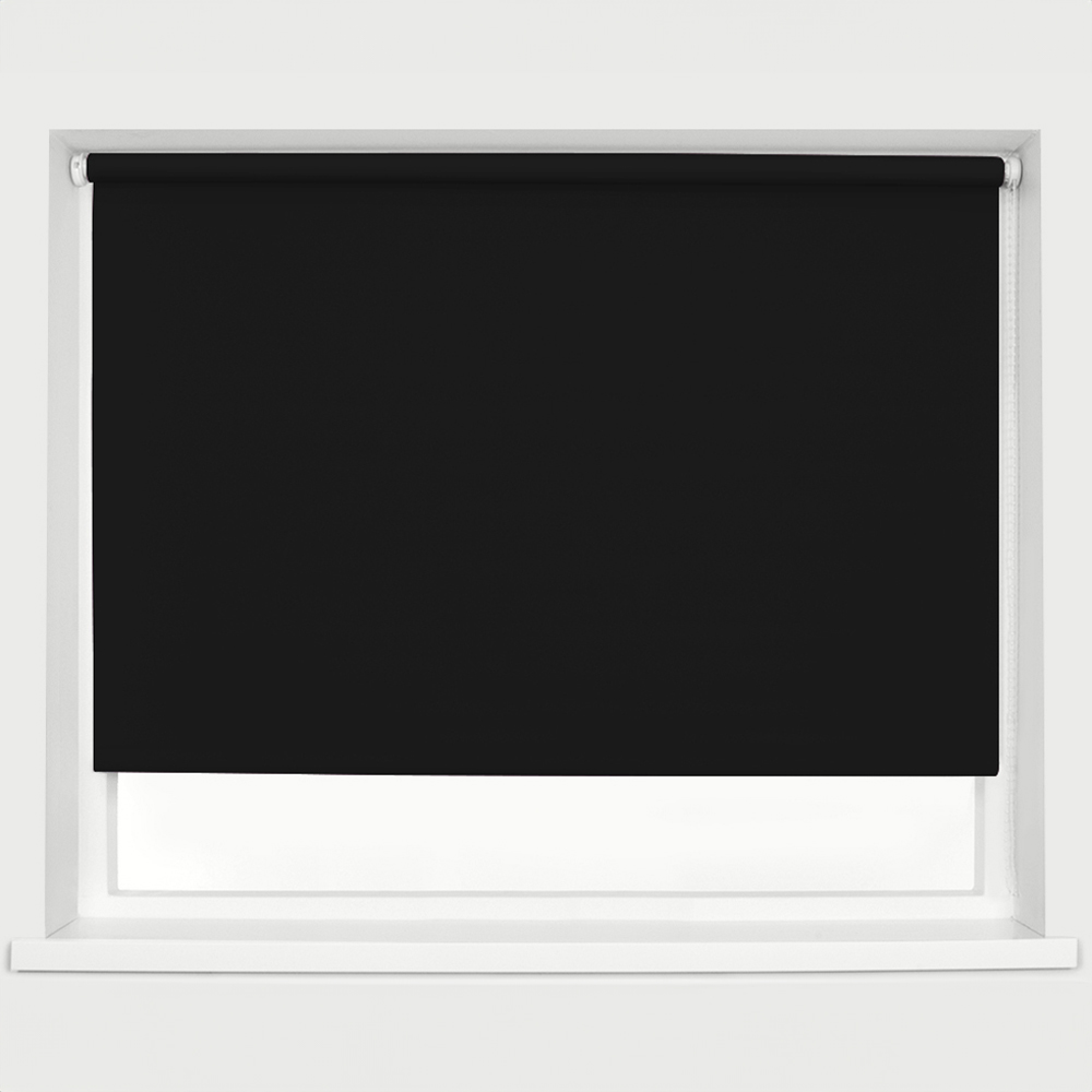 Caecus Blackout Roller Blinds Black 210cm x 120cm Image 1
