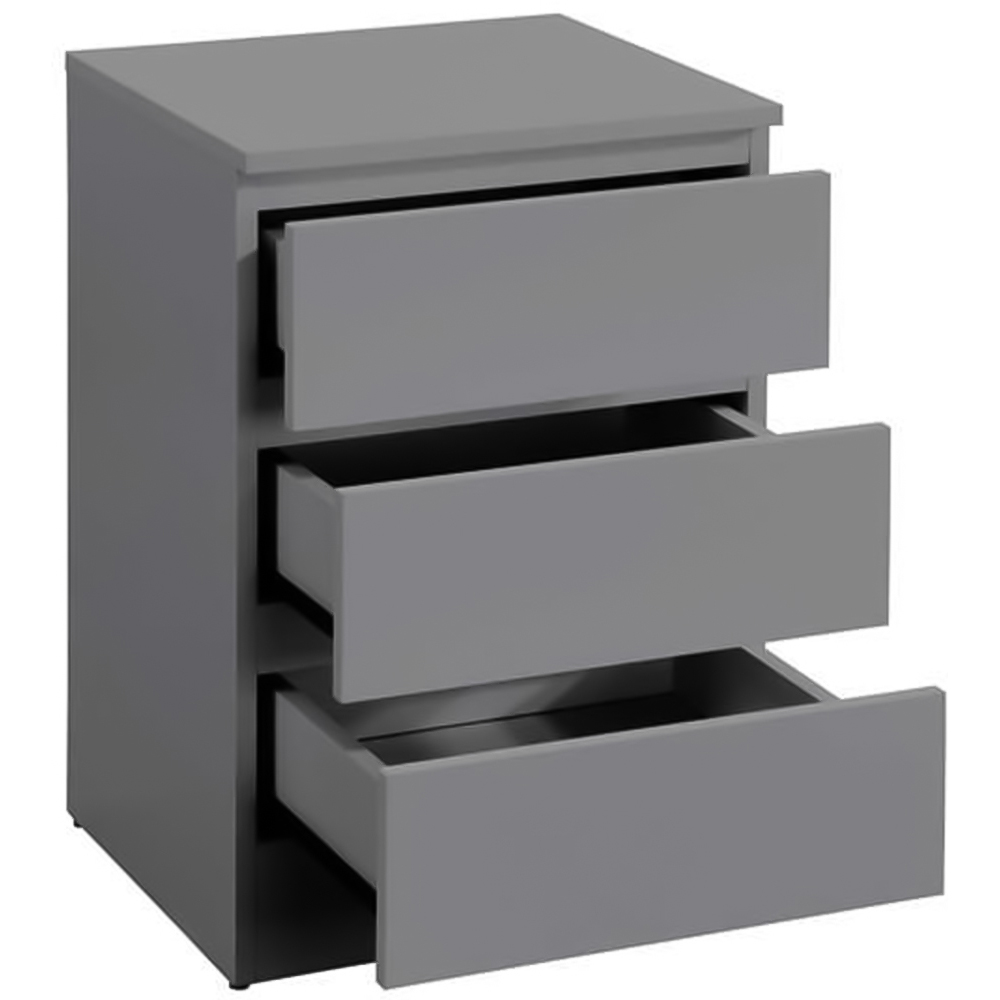 Oslo 3 Drawer Grey Bedside Table Image 4
