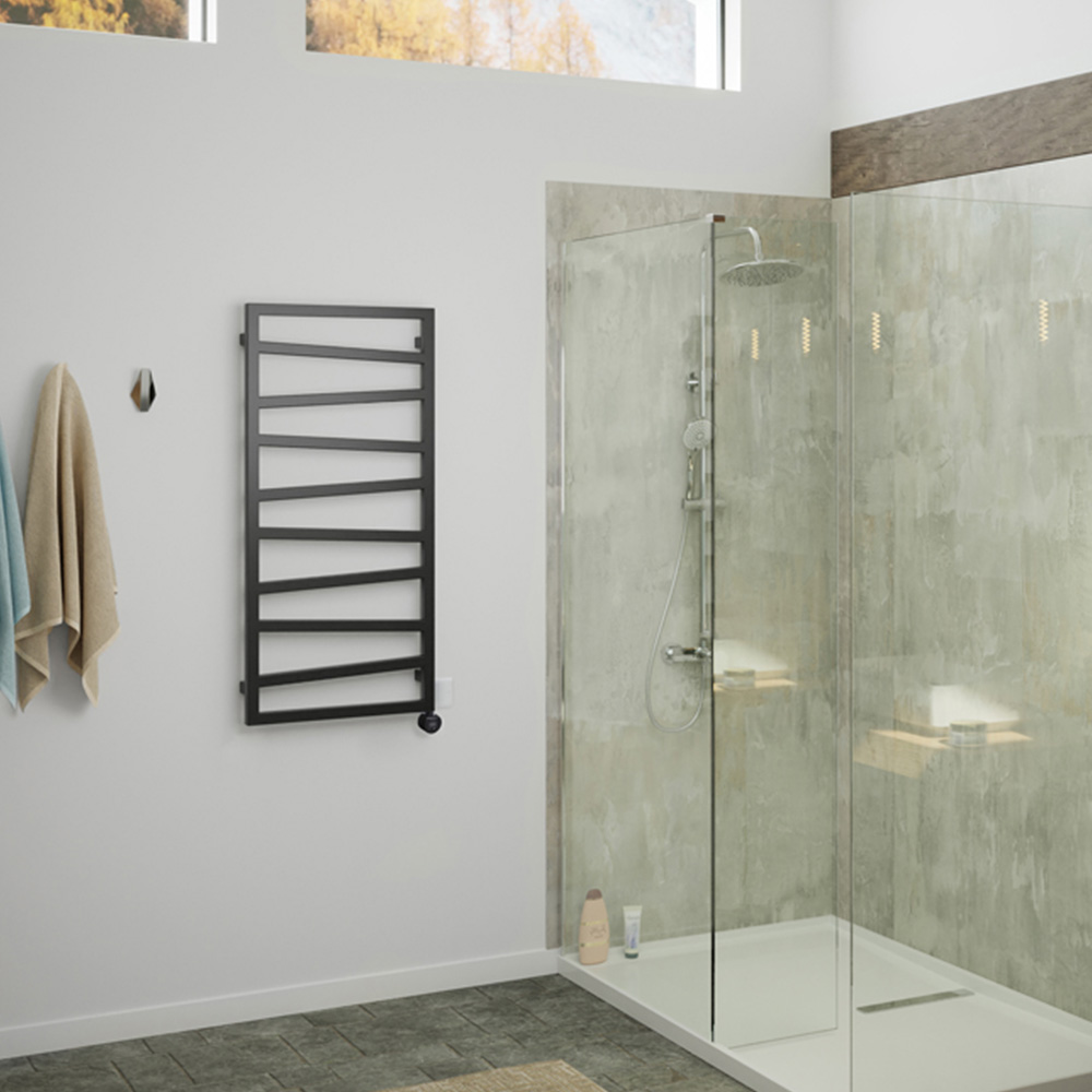 Terma Zig Zag Heban Black Electric Towel Rail with VEO Element Controller 1070 x 500mm Image 7